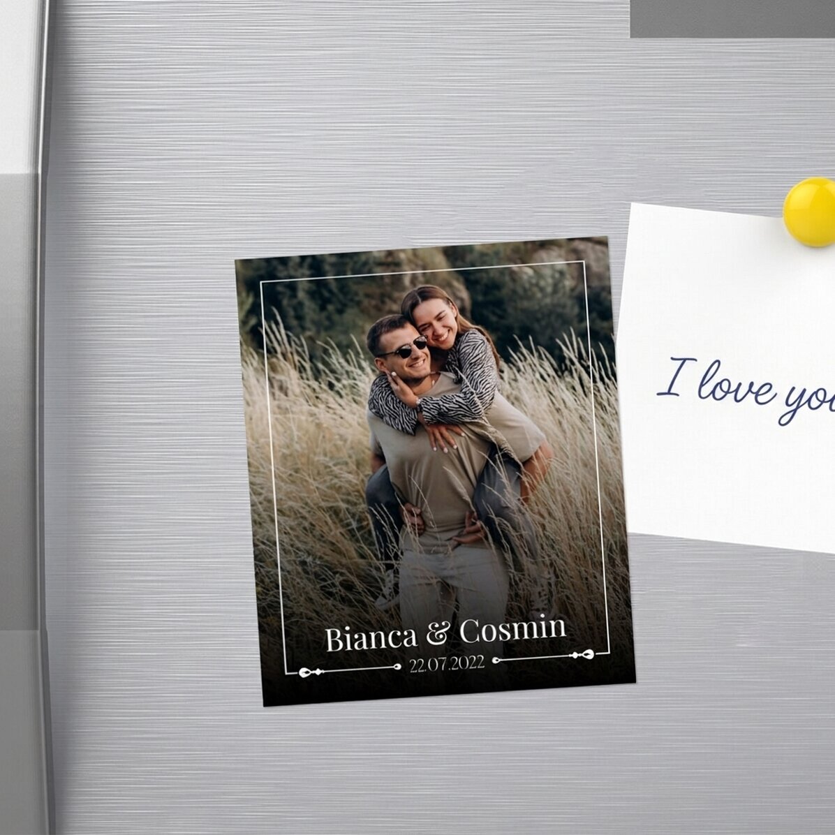 Magnete personalizzato 10x12 cm con nome, data e foto - Bomboniera per il matrimonio