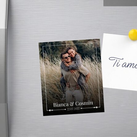 Magnete personalizzato 10x12 cm con nome, data e foto - Bomboniera per il matrimonio