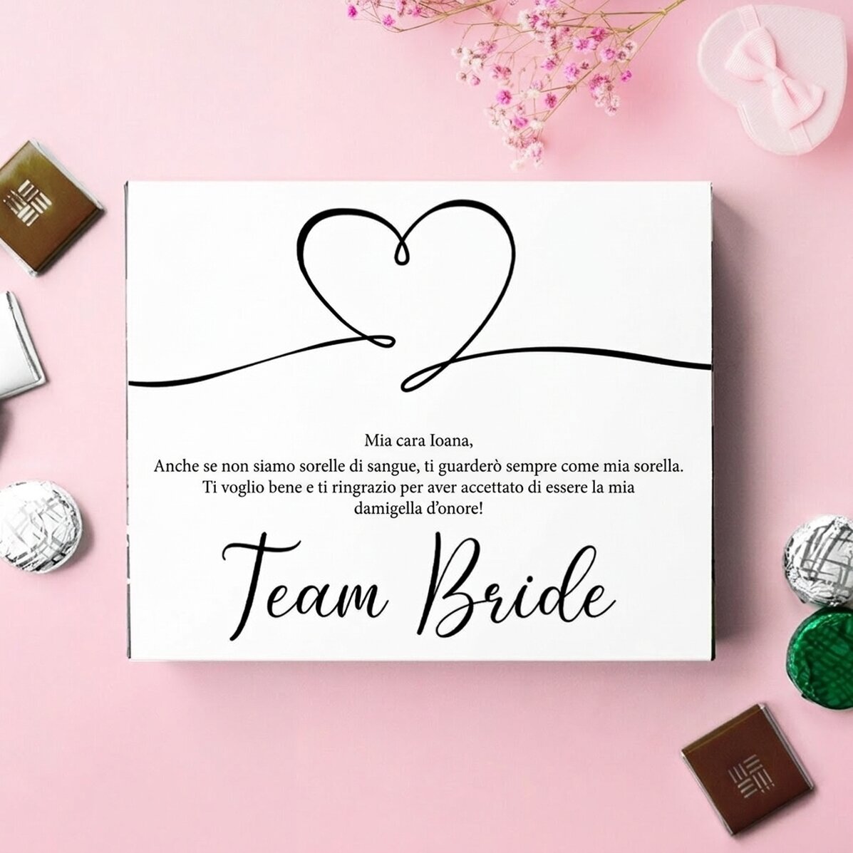 Scatola di cioccolatini personalizzata con messaggio - Team Bride