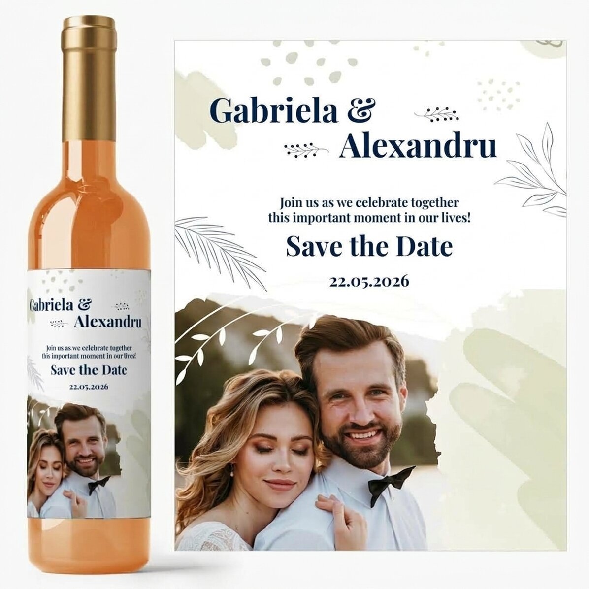 Vino personalizzato con testo e foto - Save the date