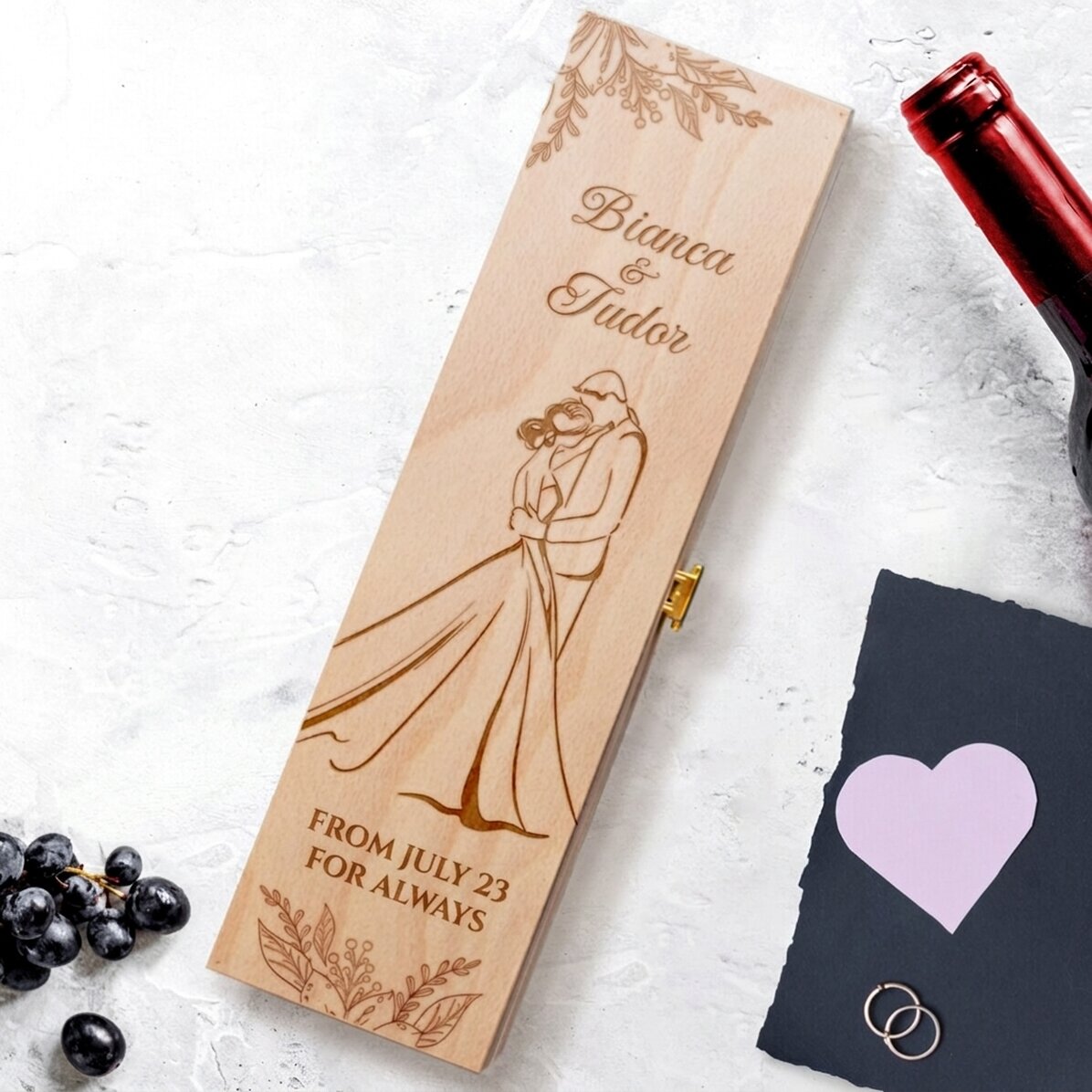 Scatola per vino personalizzata con scritta - Matrimonio