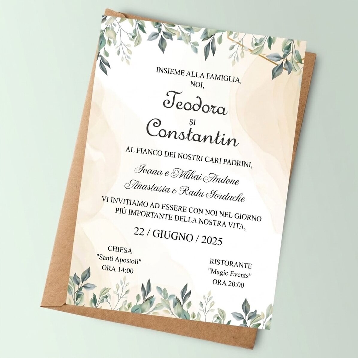 Biglietto personalizzato con testo - Invito di nozze Elegance