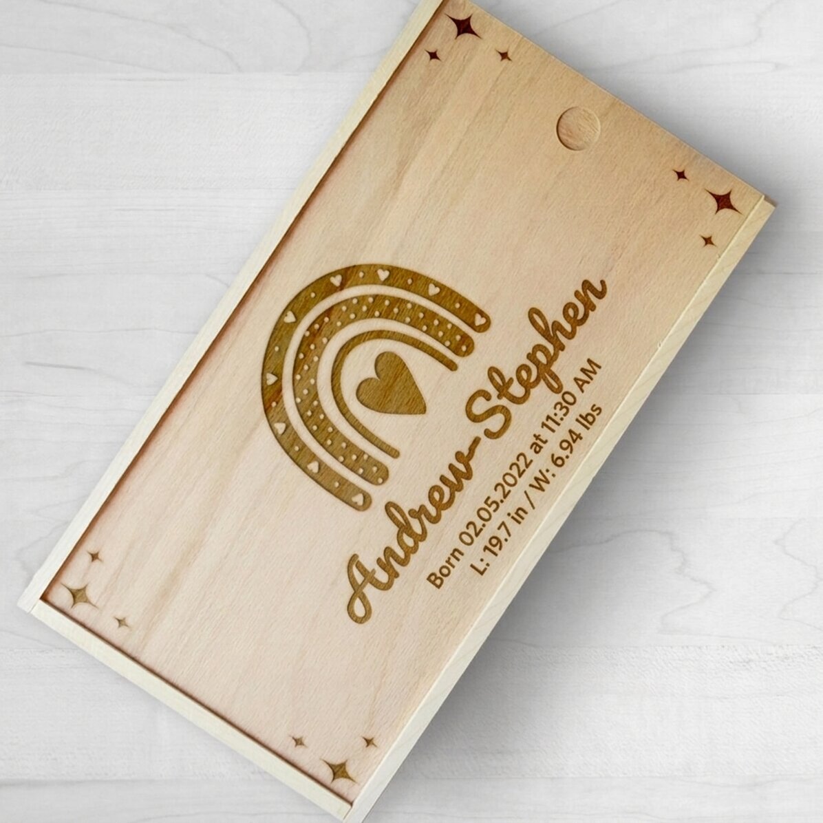 Scatola regalo personalizzata in legno con scritta - La scatola dei ricordi per i neonati