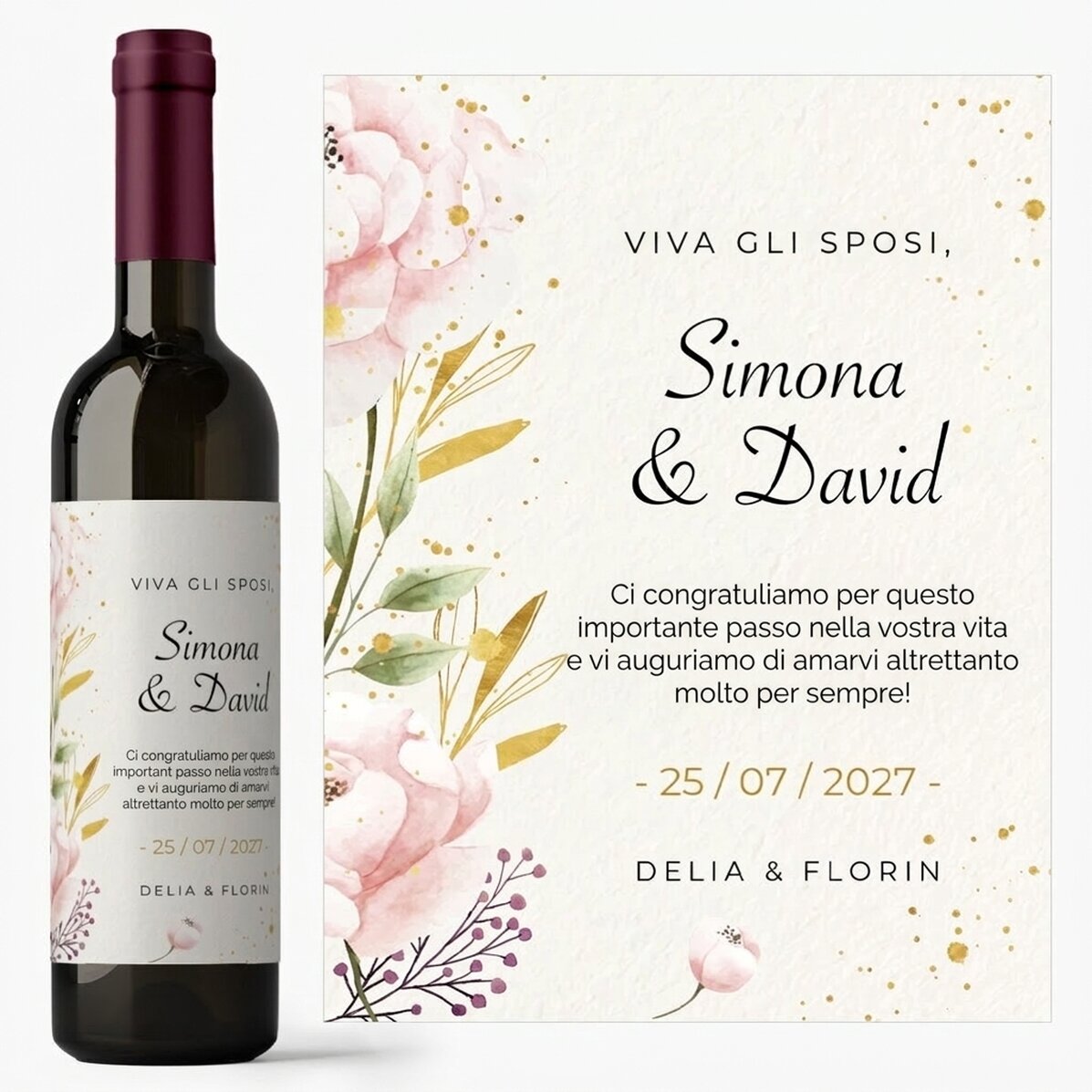 Vino personalizzato con dedica - Auguri agli sposi
