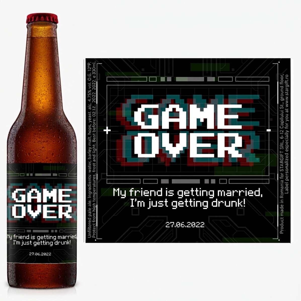Birra personalizzata con scritta - Game Over