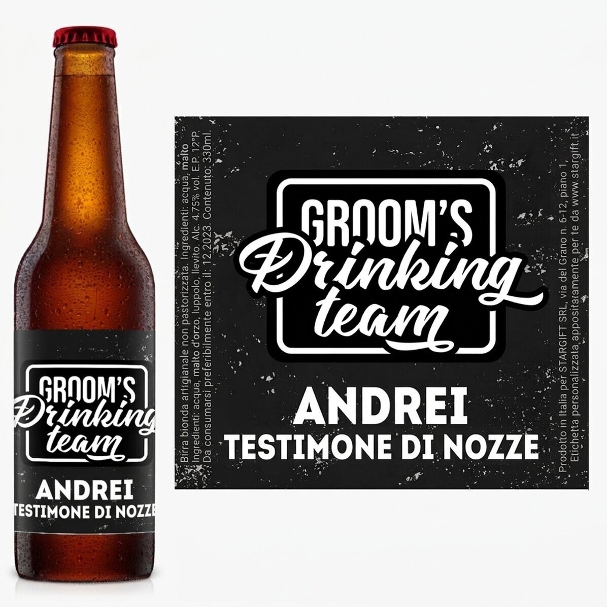 Birra personalizzata con scritta per l