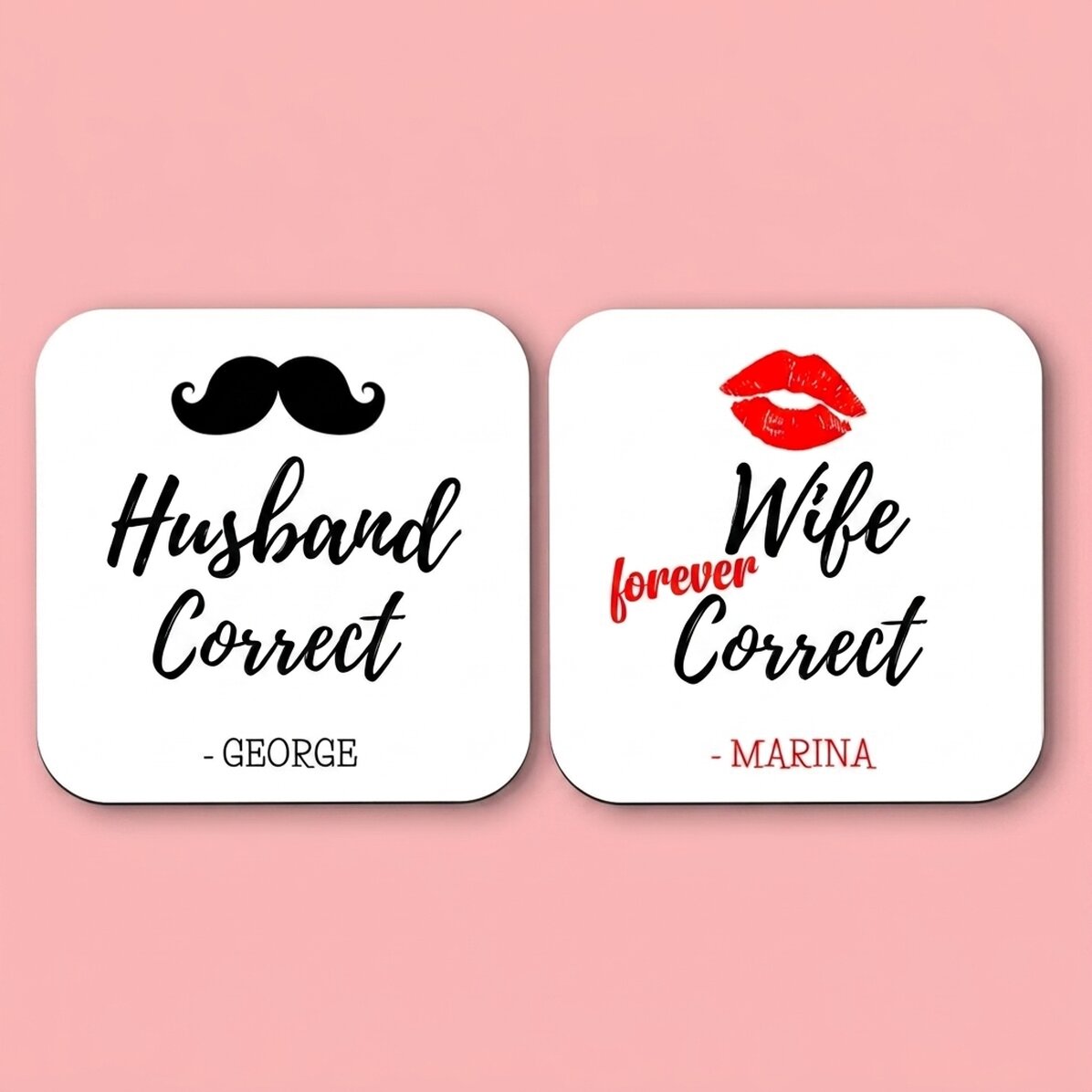 Set di 2 portabicchieri personalizzati con scritta - Mr and Mrs Right