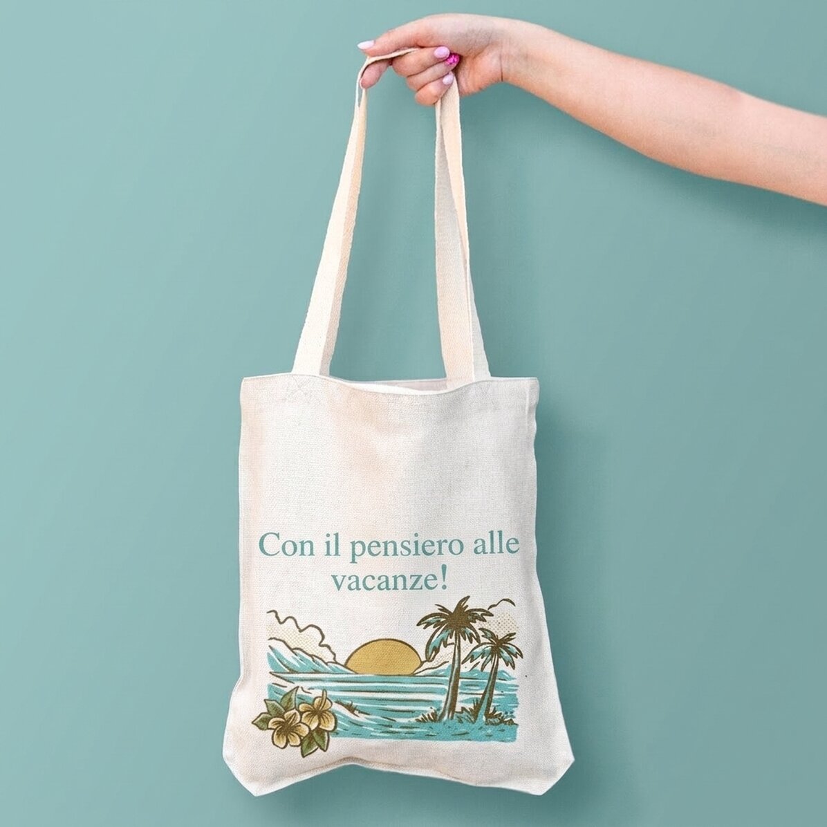 Borsa personalizzata con scritta - Con la mente alle vacanze