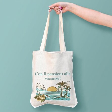 Borsa personalizzata con scritta - Con la mente alle vacanze