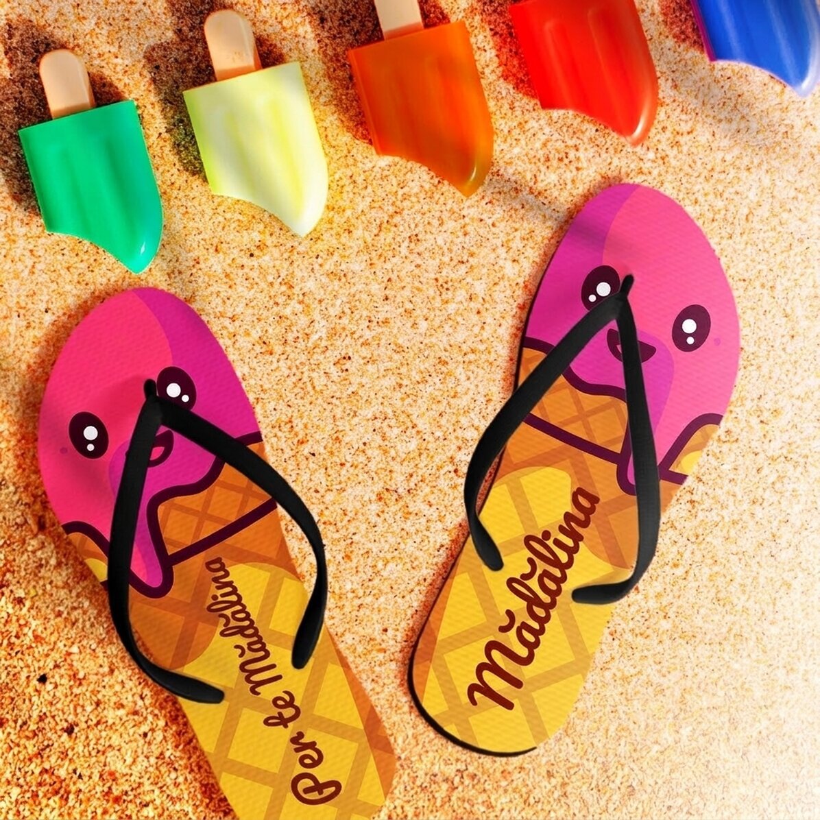 Infradito personalizzate con nome per bambini - Gelato / Ice-cream