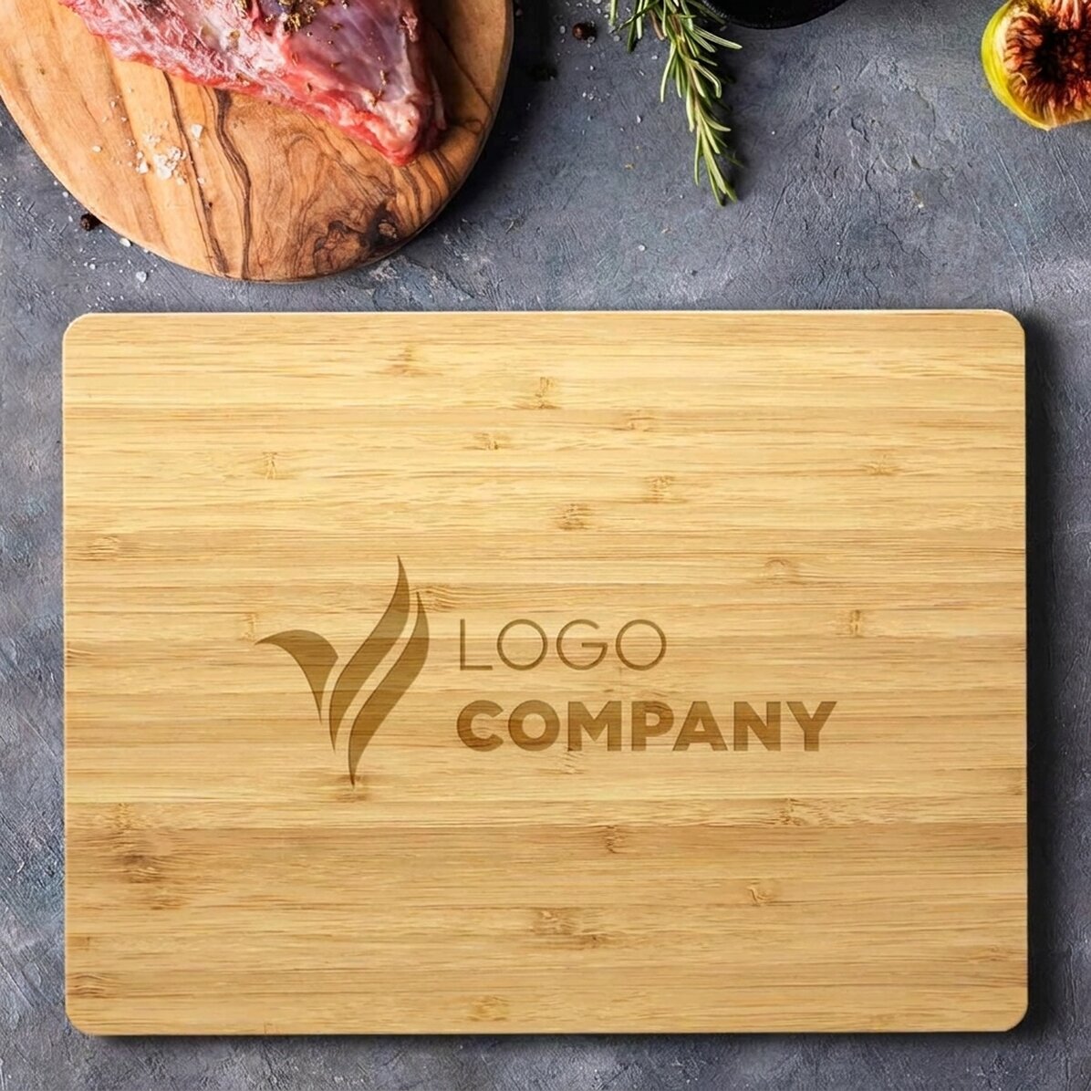 Tagliaverdure rettangolare in bambù personalizzato con logo