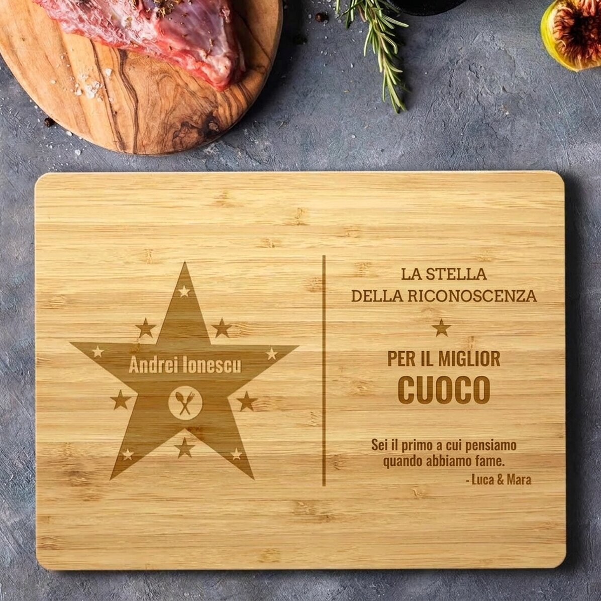 Tagliere personalizzato con scritta - La stella della gratitudine