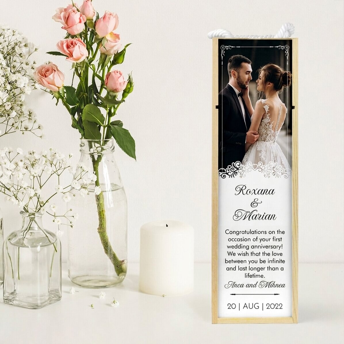 Scatola per vino personalizzata con foto e testo - Anniversario di matrimonio