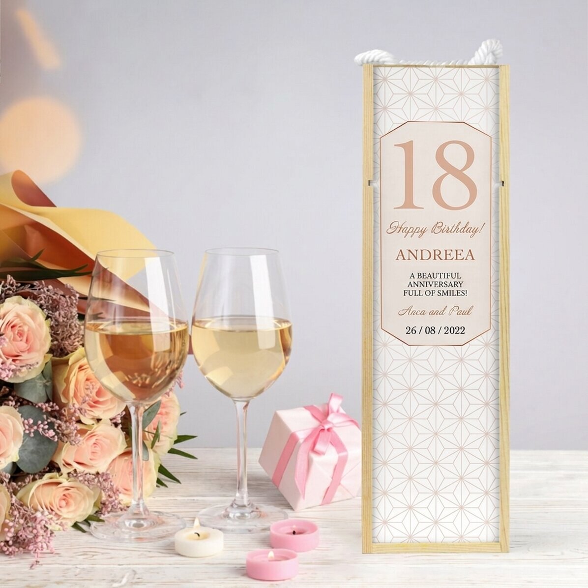 Scatola per vino personalizzata con scritta - Compleanno