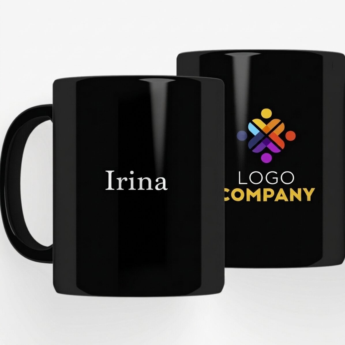 Tazza nera personalizzata con logo e nome