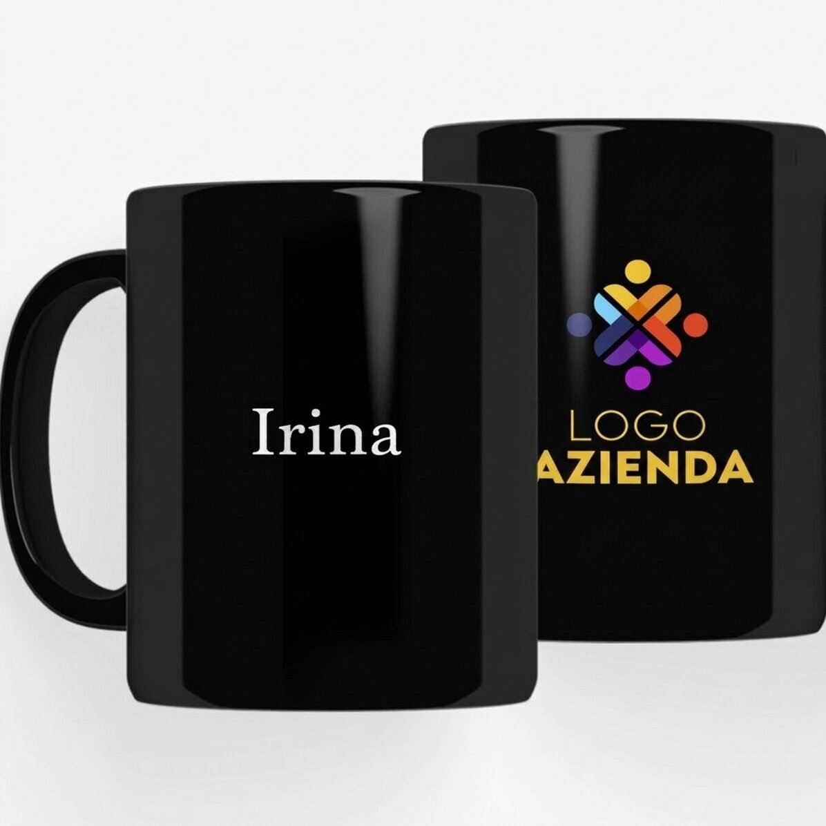 Tazza nera personalizzata con logo e nome