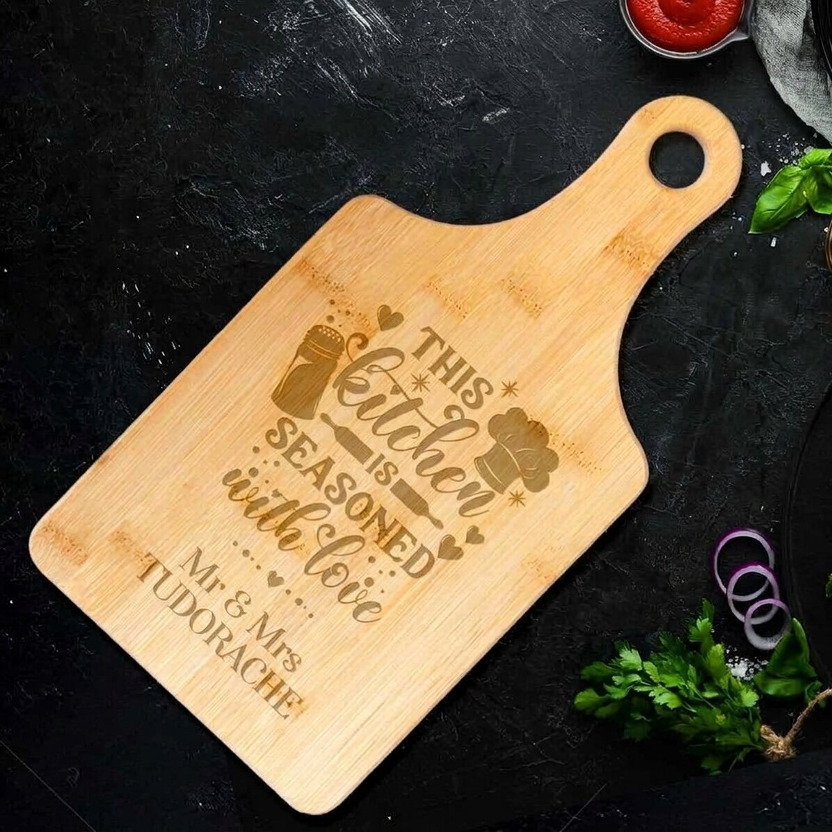 Tritatutto in bambù personalizzato - Love