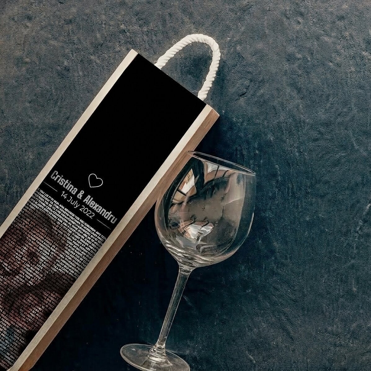 Scatola di vino personalizzata con foto e testo - Ti amo in 100 lingue