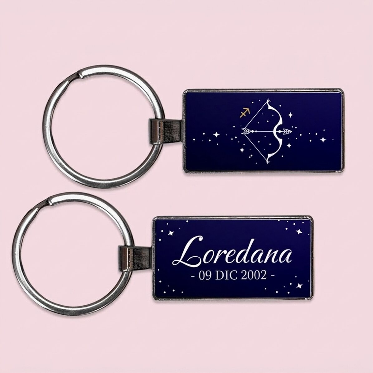 Portachiavi personalizzato con testo e segno zodiacale - Sagittario