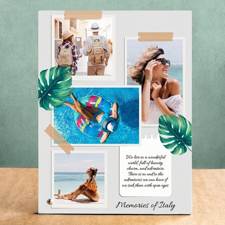 Cornice da scrivania personalizzata con 4 foto e testo - Ricordi delle vacanze