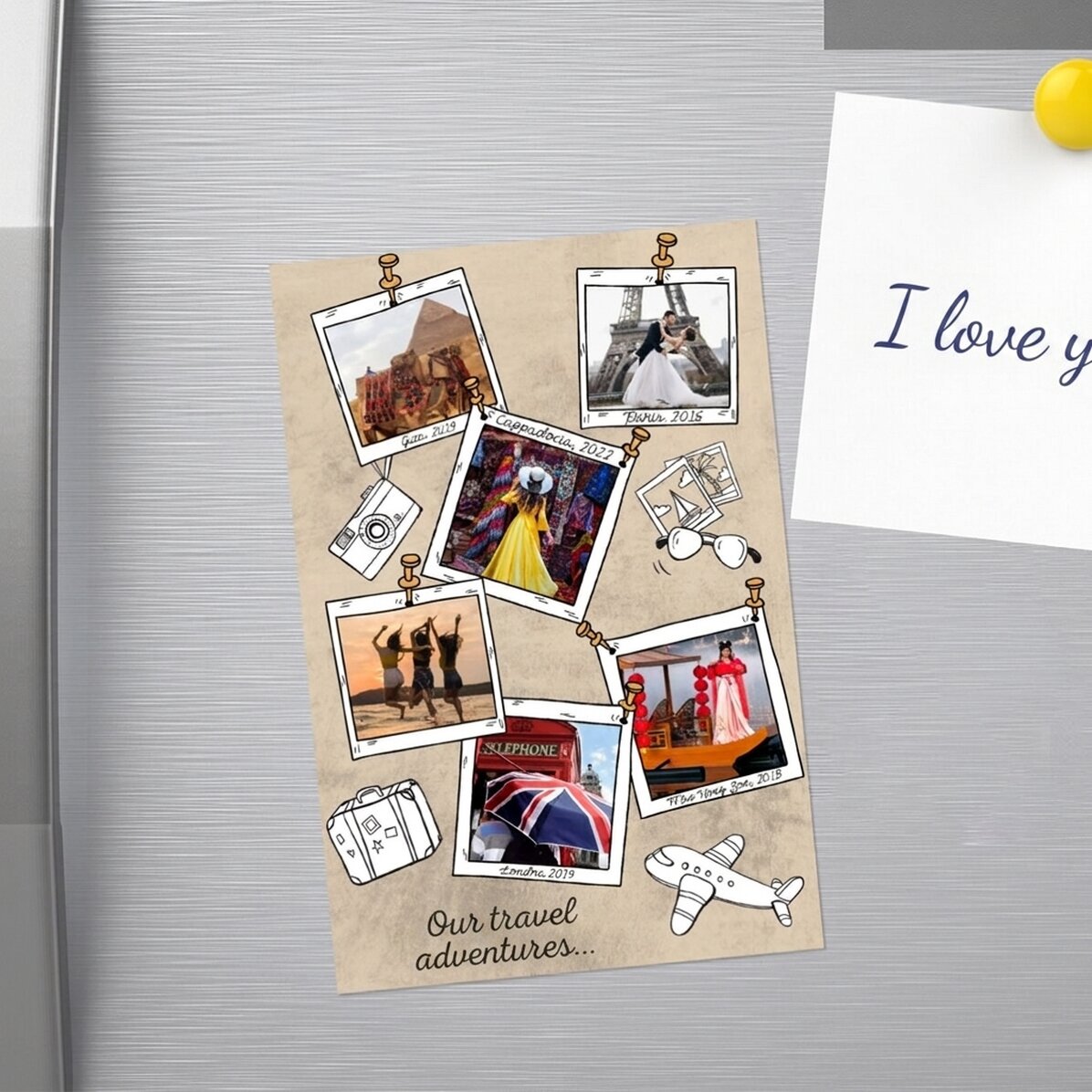 Magnete personalizzato 10x15 cm con 6 foto e testo - Ricordi delle vacanze
