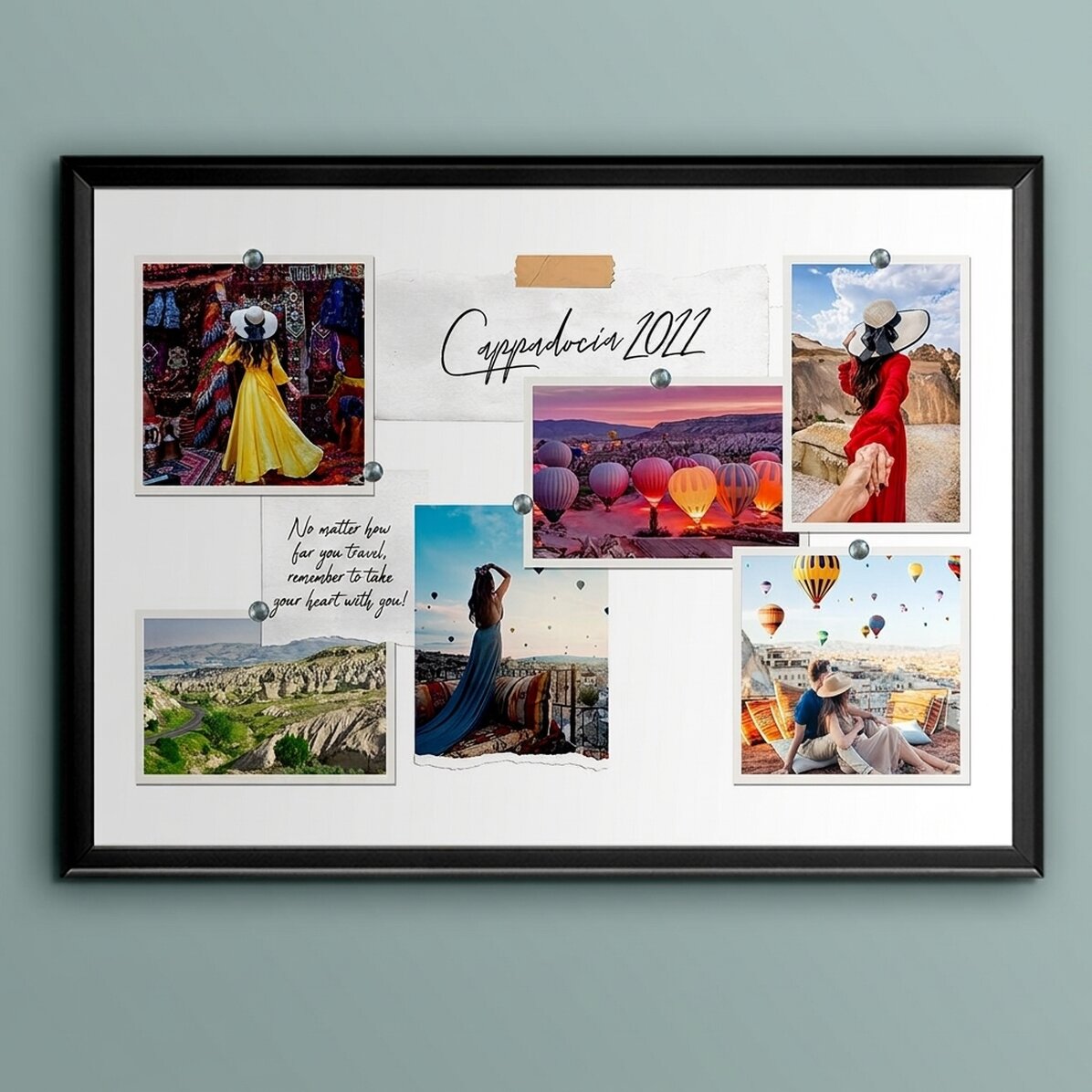 Quadro personalizzato in formato orizzontale con 6 foto e testo - La tua vacanza