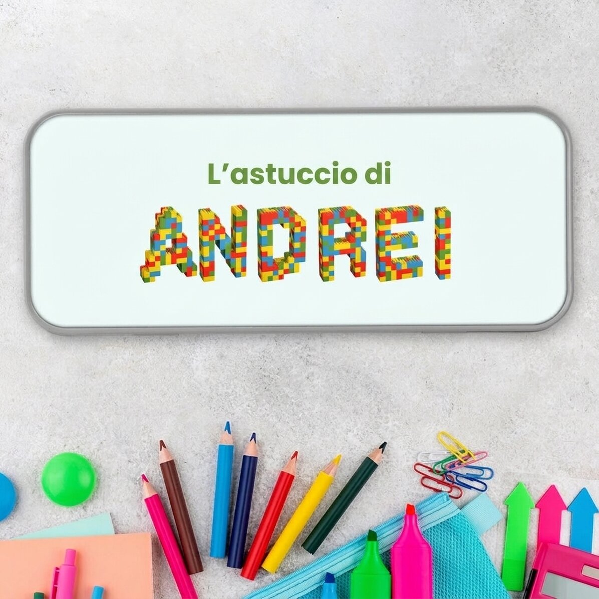 Astuccio personalizzato con scritta - Lego