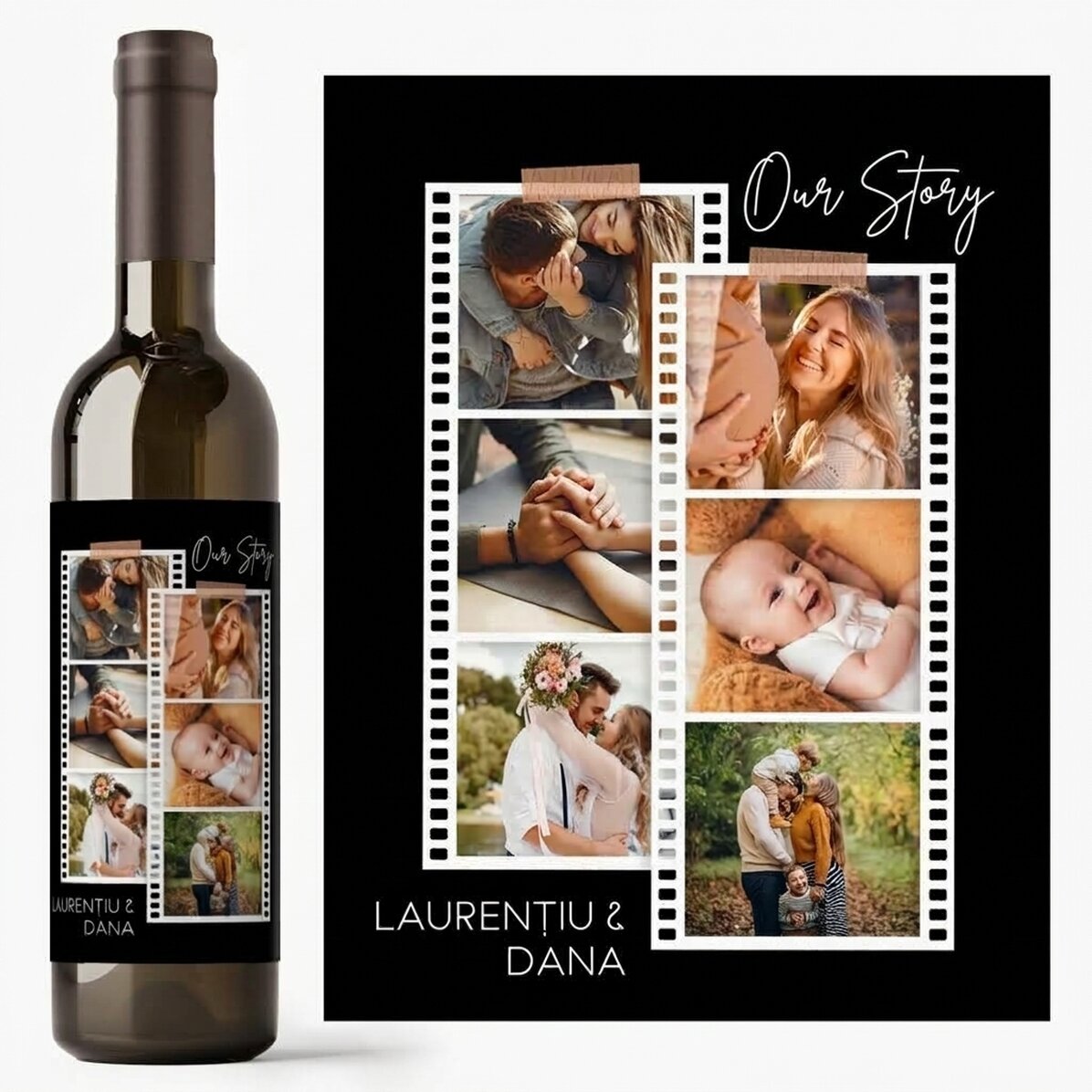 Vino personalizzato con 6 foto e un messaggio - Foto su pellicola