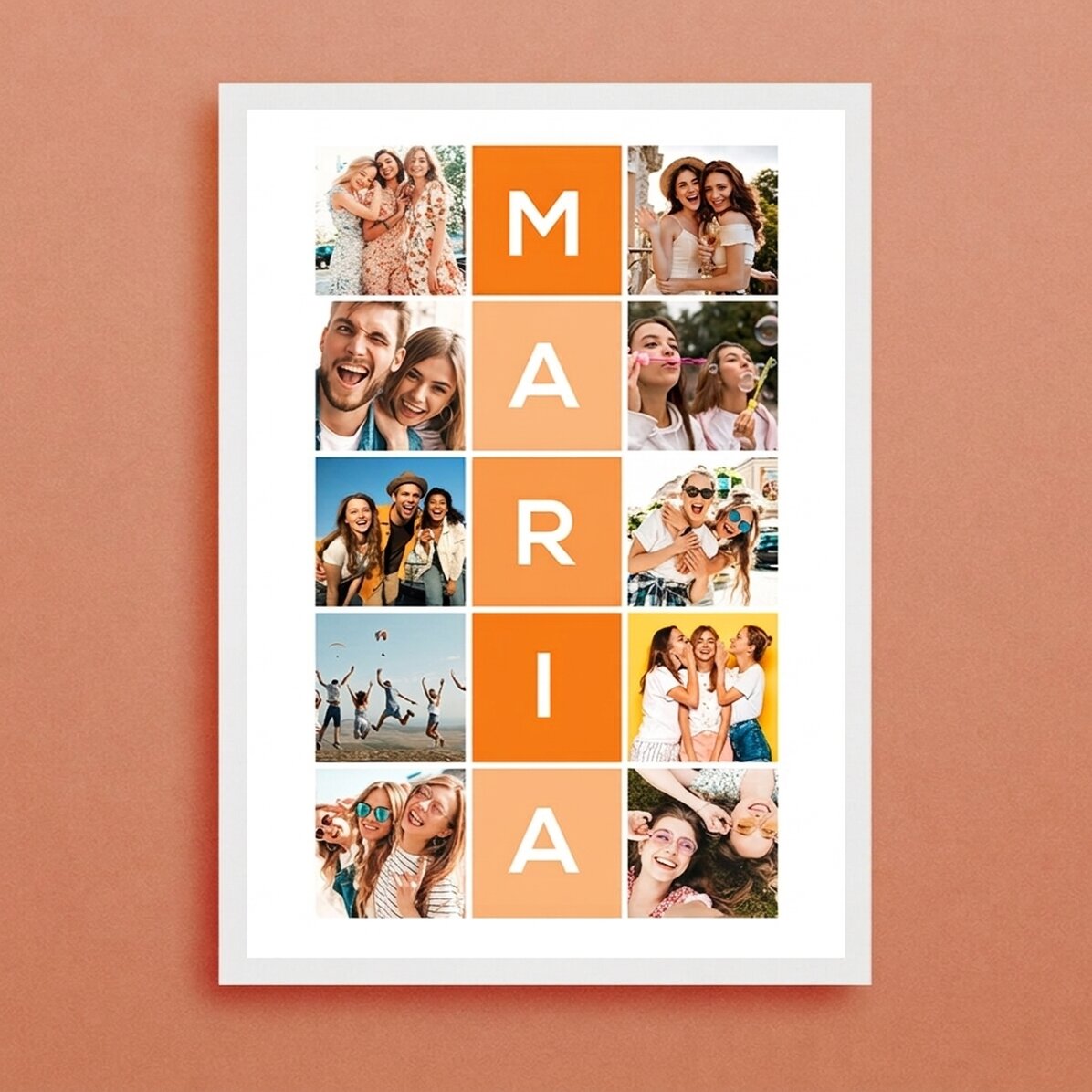 Quadro personalizzato con 10 foto e un nome di 5 lettere
