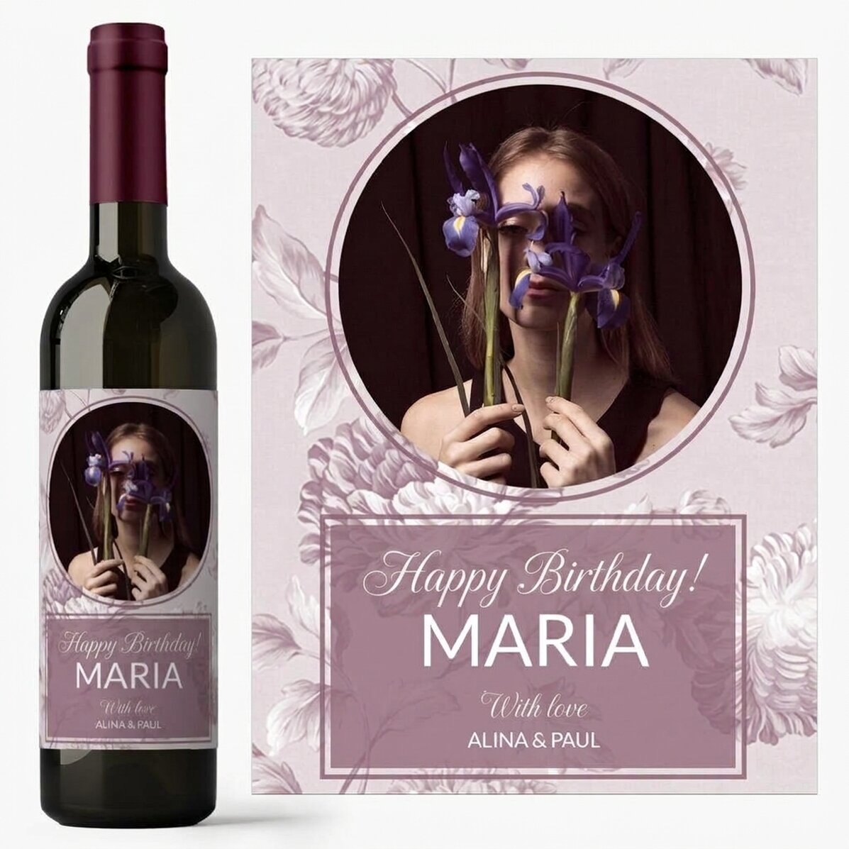 Vino personalizzato con foto e messaggio - Onomastica
