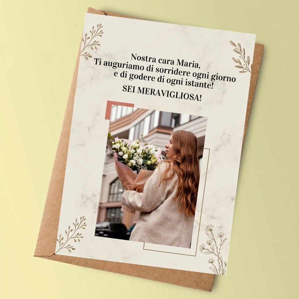 Biglietto personalizzato con una foto e un messaggio per lei