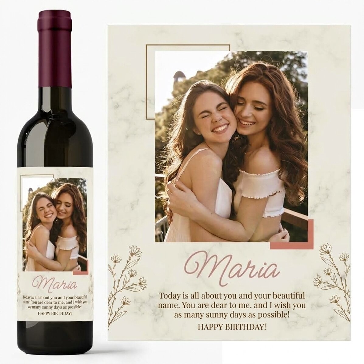 Vino personalizzato con una foto e un messaggio - Per lei