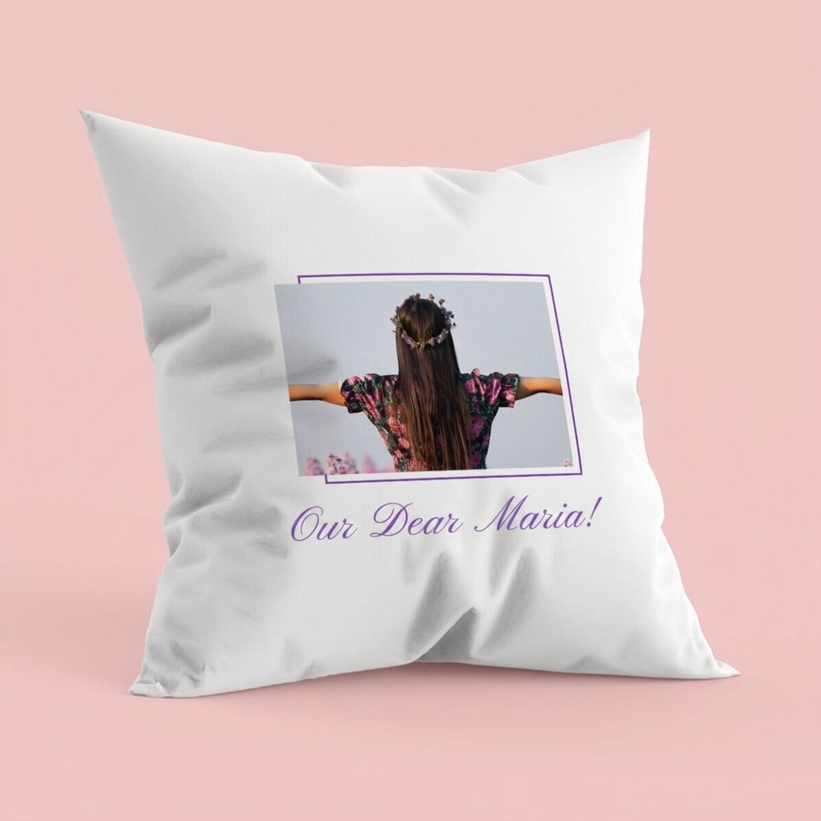Cuscino personalizzato con una foto e un messaggio