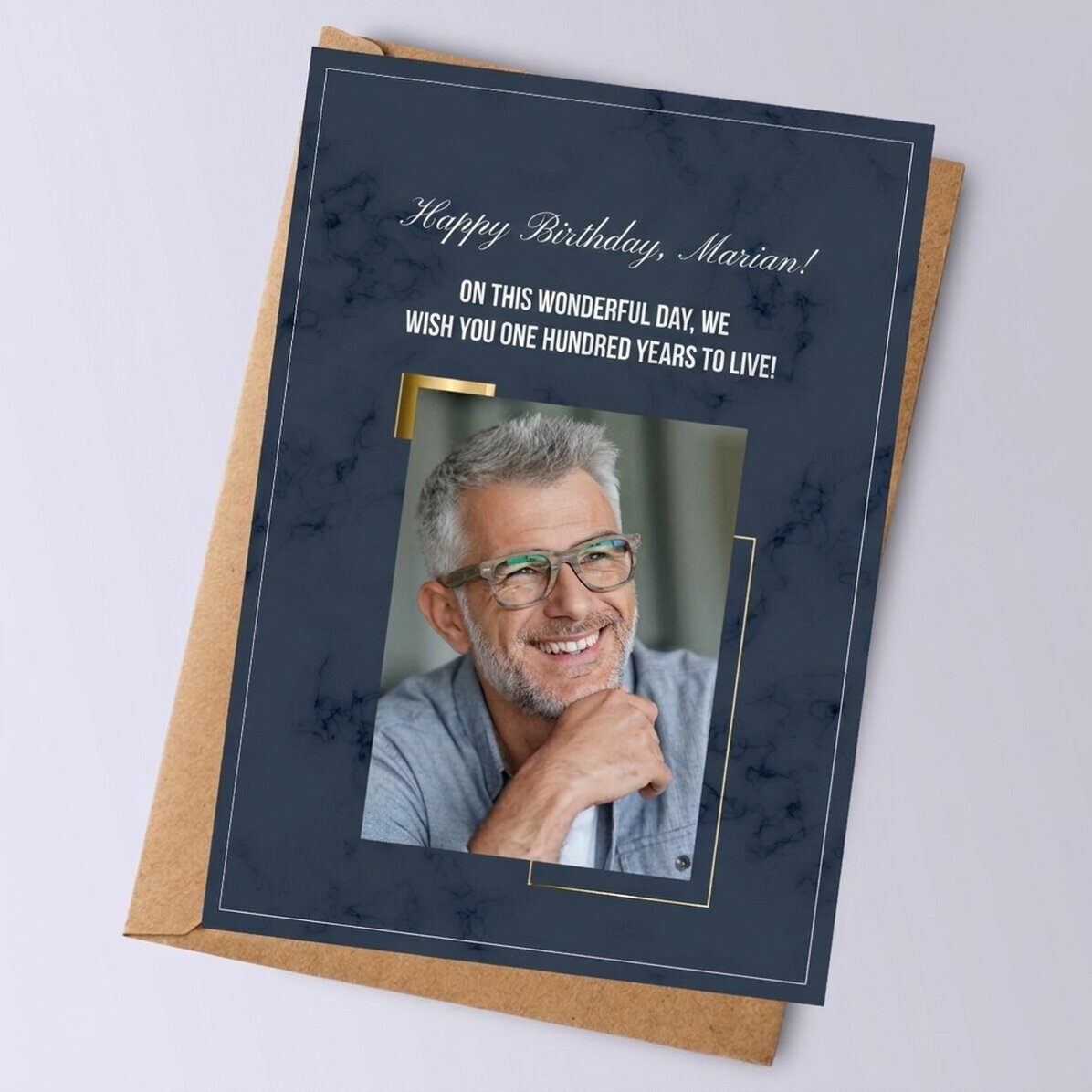 Biglietto personalizzato con una foto e un messaggio per lui