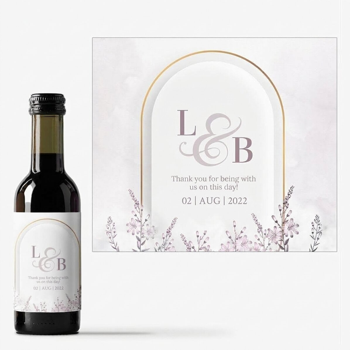Mini bottiglia di vino personalizzata con una scritta - Bomboniera di nozze