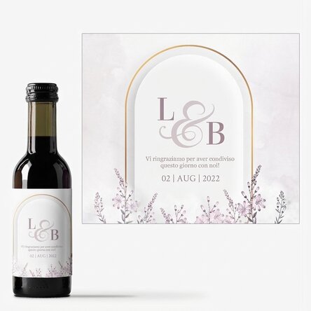Mini bottiglia di vino personalizzata con una scritta - Bomboniera di nozze