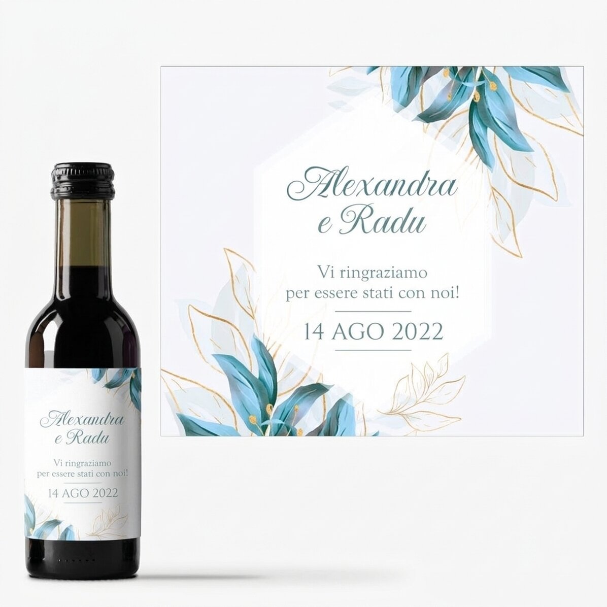 Mini bottiglia di vino personalizzata con dedica - Grazie