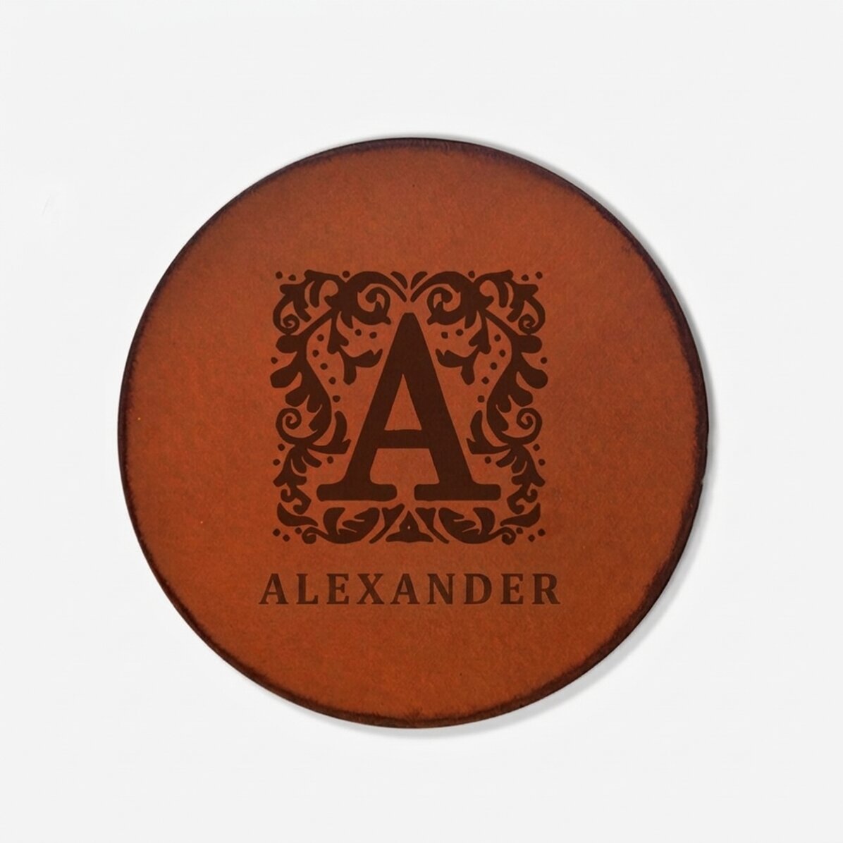 Portabicchieri in pelle personalizzato con monogramma e nome