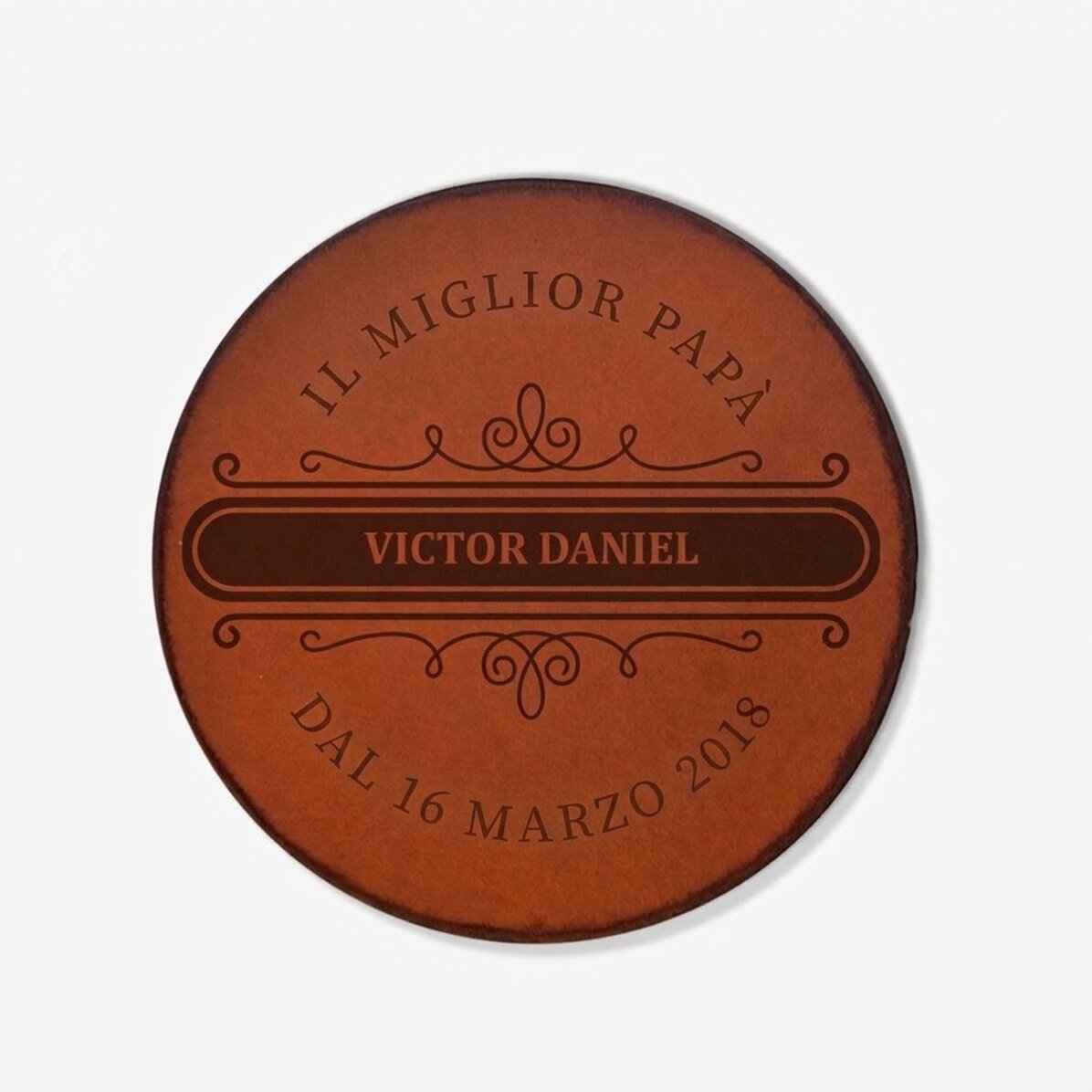 Sottobicchiere in pelle personalizzato con scritta