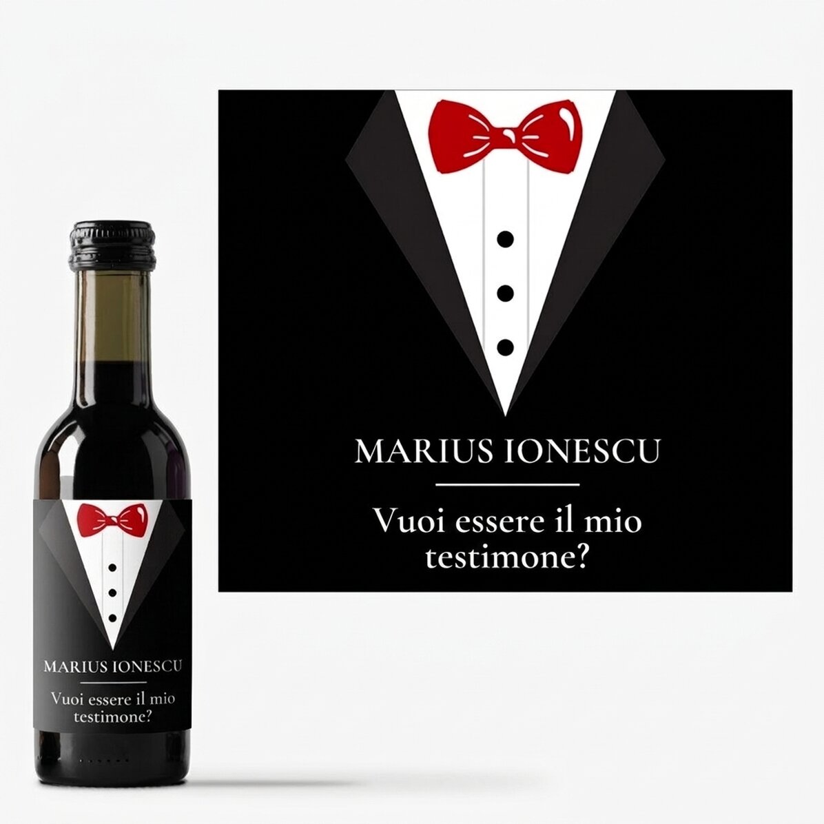 Mini bottiglia di vino personalizzata con dedica - Testimone di nozze