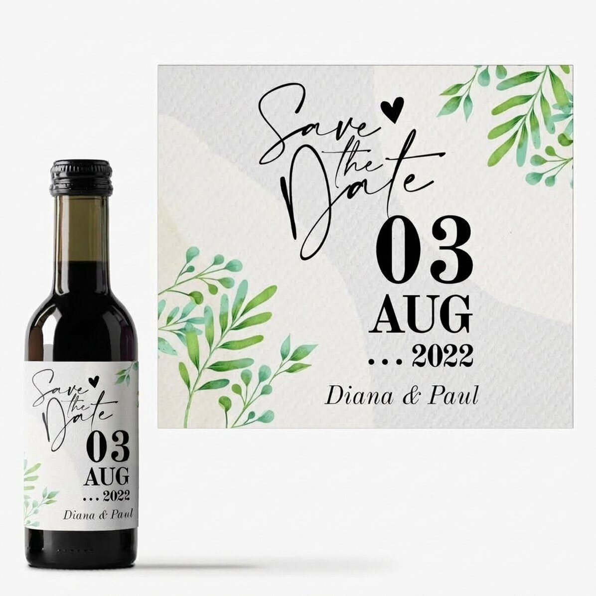 Mini bottiglia di vino personalizzata con scritta - Save the date