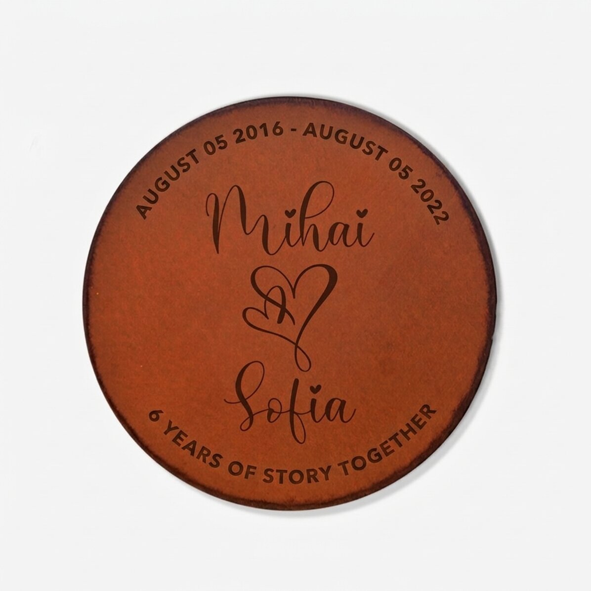 Sottobicchiere in pelle personalizzato con scritta - Noi due
