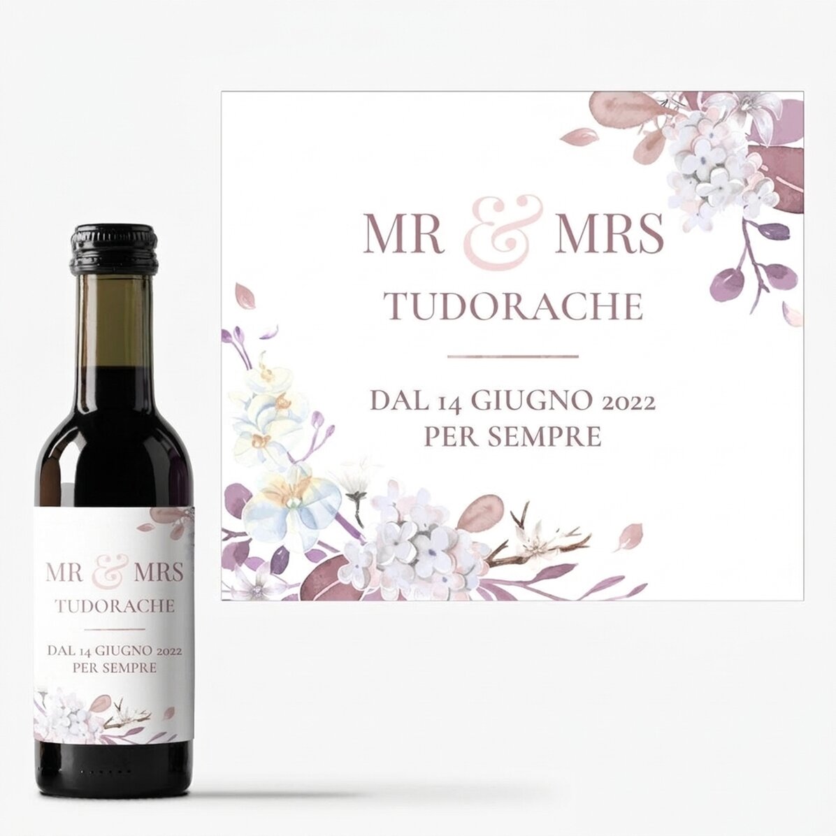 Mini bottiglia di vino personalizzata con dedica - Mr & Mrs