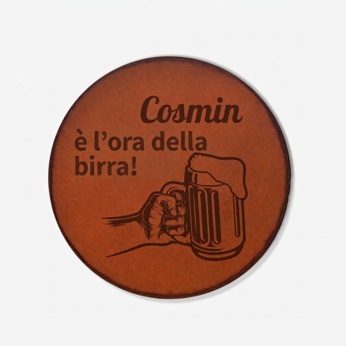 Sottobicchiere in pelle personalizzato con scritta - It