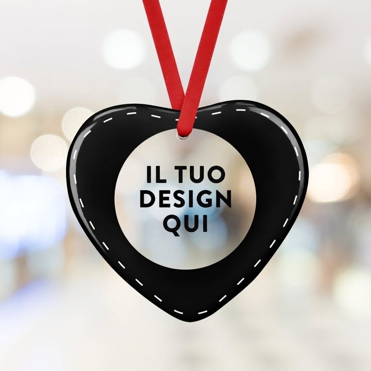 Ciondolo a forma di cuore in vetro personalizzato con la tua grafica