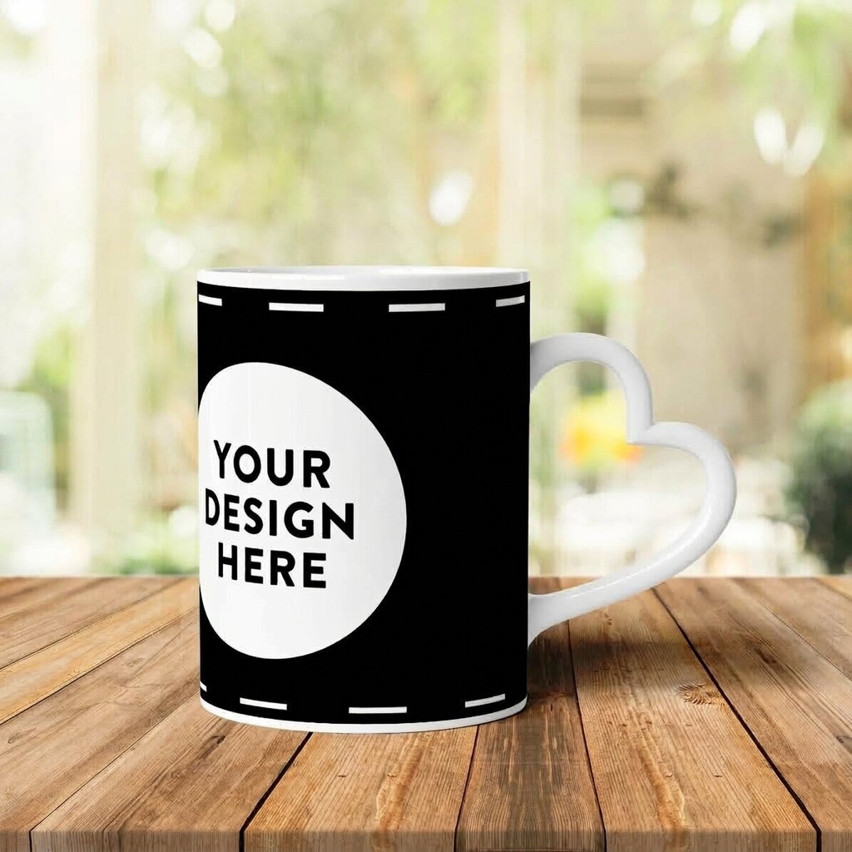 Tazza personalizzata con la tua grafica in formato orizzontale - modello con manico a forma di cuore