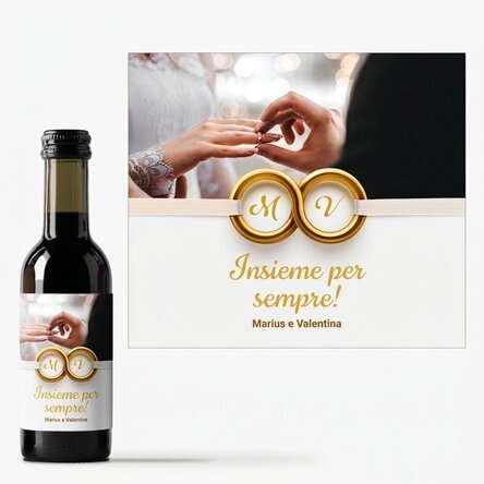 Mini bottiglia di vino personalizzata con una foto e una dedica - Insieme per sempre
