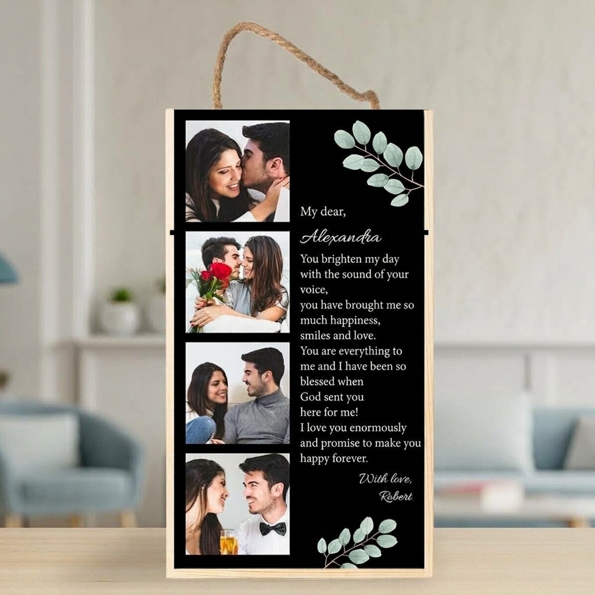 Scatola per vino da 2 bottiglie personalizzata con 4 foto e un messaggio