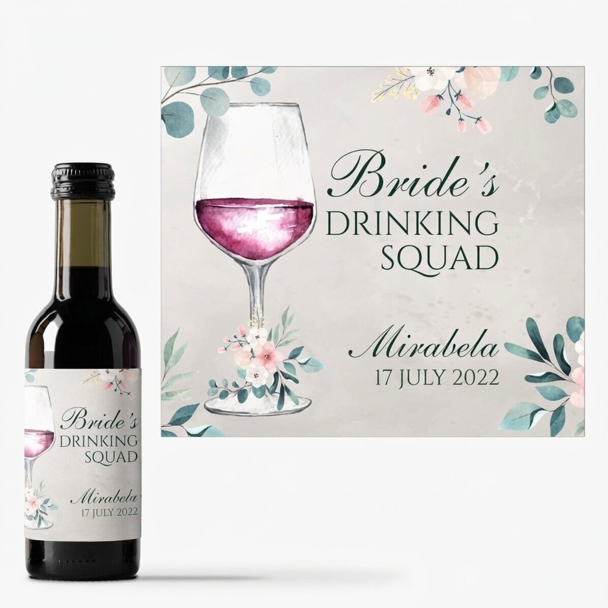 Mini bottiglia di vino personalizzata con una scritta per l