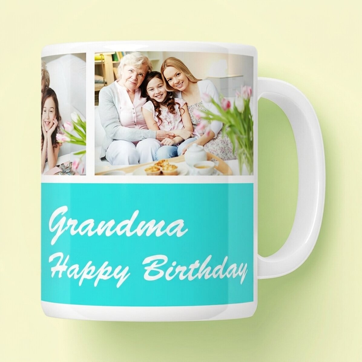 Tazza personalizzata con 3 foto e un messaggio